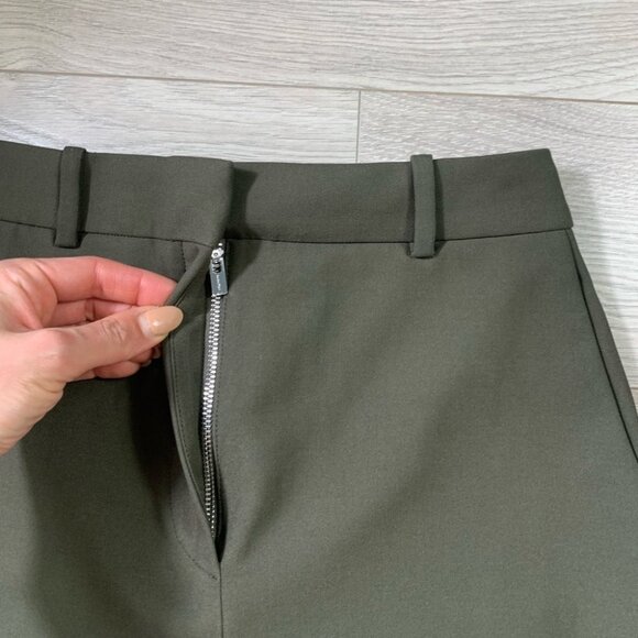 Aritzia Babaton Chisel Skirt Structured Mini Pencil Skirt Dark Olive - Picture 9 of 16